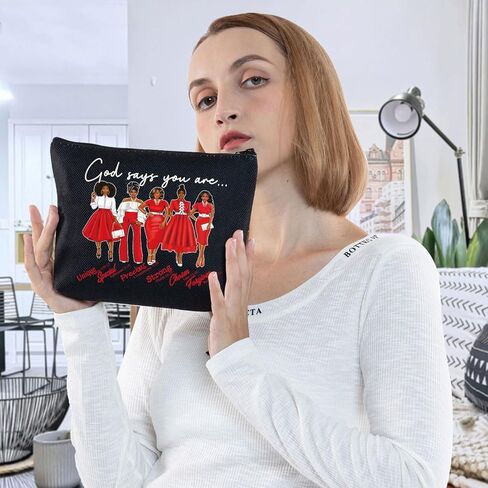 WZMPA Sorority DST Cosmetic Make up Bag Greek Sorority Gift God Says You Are Sorority Makeup Zipper Pouch Bag Sigma Theta Paraphernalia (God Says DST) in Saudi Arabia