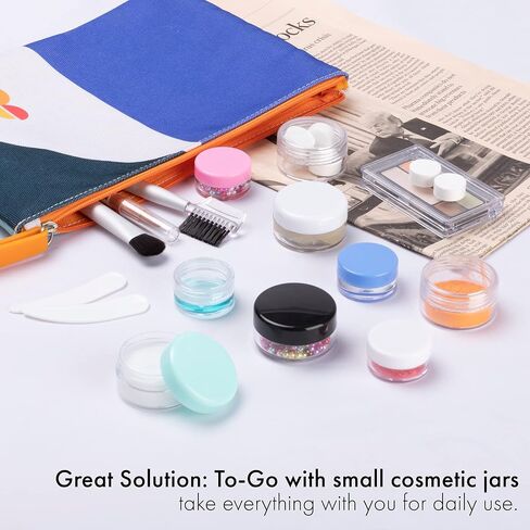 40 قطعة من عبوات مستحضرات التجميل البلاستيكية سعة 10 جرام مع أغطية للغسول والكريمات والتونر ومرطب الشفاه وبرطمانات عينات المكياج خالية من مادة BPA (10 جرام - 40 قطعة، أزرق) in Kuwait