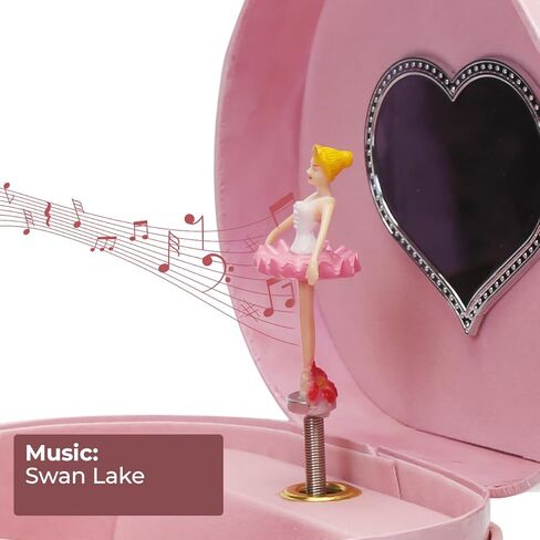 Musical Ballerina Jewelry Box for Girls Heart Shaped Ballerina Spins to Swan Lake in Saudi Arabia