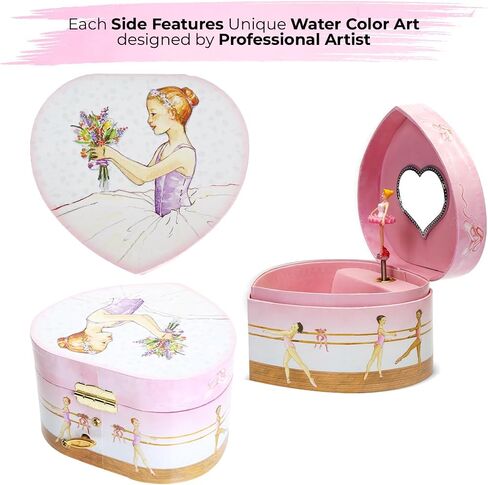 Musical Ballerina Jewelry Box for Girls Heart Shaped Ballerina Spins to Swan Lake in Saudi Arabia