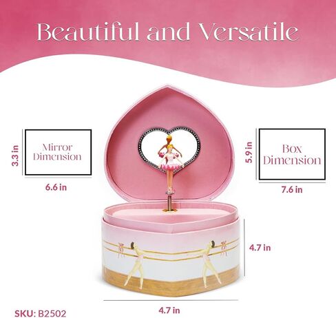 Musical Ballerina Jewelry Box for Girls Heart Shaped Ballerina Spins to Swan Lake in Saudi Arabia