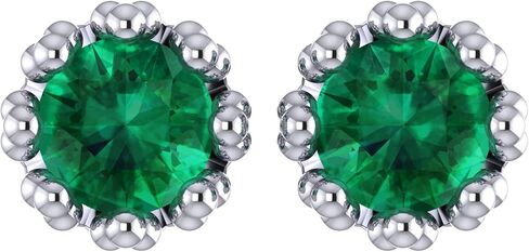 0.28 Cttw Round Cut Green Emerald| Stud Earrings For Women | Crafted In 925 Sterling Silver in Saudi Arabia