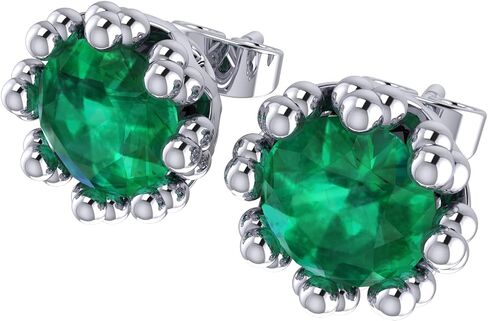 0.28 Cttw Round Cut Green Emerald| Stud Earrings For Women | Crafted In 925 Sterling Silver in Saudi Arabia