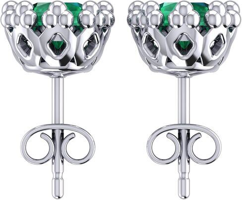 0.28 Cttw Round Cut Green Emerald| Stud Earrings For Women | Crafted In 925 Sterling Silver in Saudi Arabia