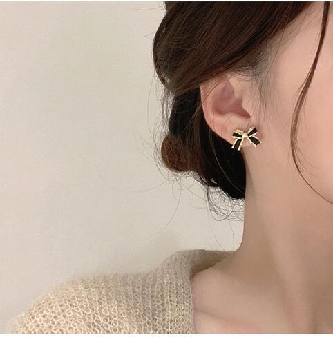 Gold Plated Bow small tiny cute stud hoop Earrings for Women Girls Fashion Jewelry in Saudi Arabia