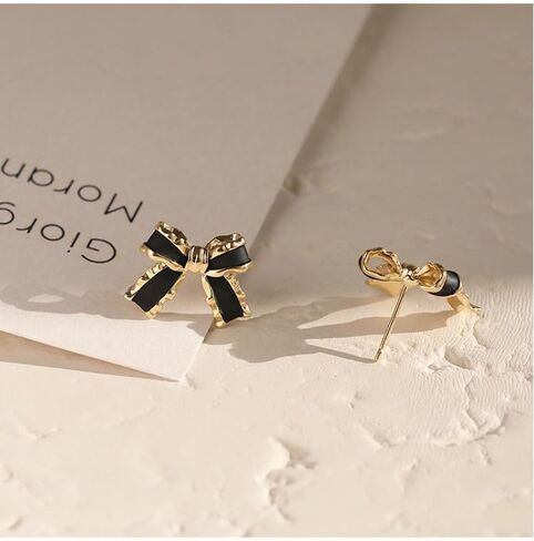 Gold Plated Bow small tiny cute stud hoop Earrings for Women Girls Fashion Jewelry in Saudi Arabia