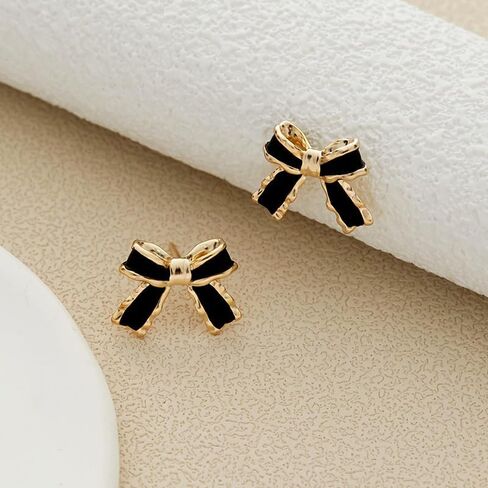 Gold Plated Bow small tiny cute stud hoop Earrings for Women Girls Fashion Jewelry in Saudi Arabia