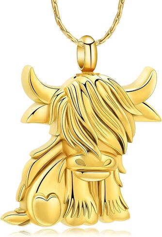 constantlife Highland Cow Urn Necklace for Ashes Human Pet Cremation Jewelry for Ashes Funeral Keepsake Loved Ones Memorial Pendant Gift for Women Men in Saudi Arabia