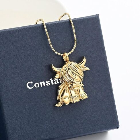 constantlife Highland Cow Urn Necklace for Ashes Human Pet Cremation Jewelry for Ashes Funeral Keepsake Loved Ones Memorial Pendant Gift for Women Men in Saudi Arabia
