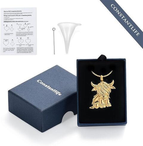 constantlife Highland Cow Urn Necklace for Ashes Human Pet Cremation Jewelry for Ashes Funeral Keepsake Loved Ones Memorial Pendant Gift for Women Men in Saudi Arabia
