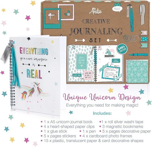 مجموعة هدايا Amitié Lane Unicorn للبنات - تتضمن صندوق مجوهرات موسيقي ومجموعة يوميات ومجموعة Unicorn Terrarium in Kuwait