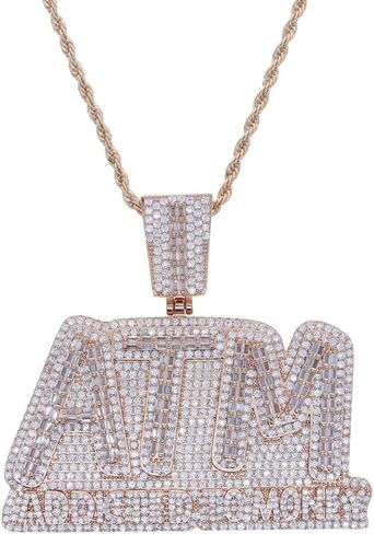 Iced Out Bling Letters ATM Addicted To Money Pendant Necklaces for Men Women in Saudi Arabia