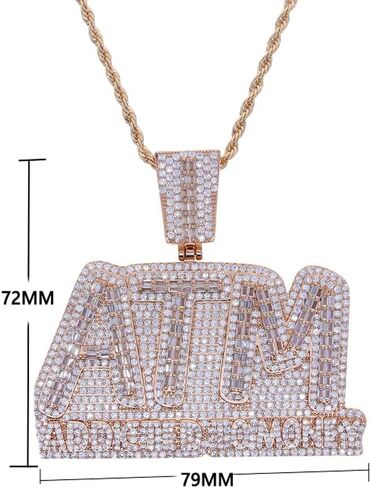 Iced Out Bling Letters ATM Addicted To Money Pendant Necklaces for Men Women in Saudi Arabia