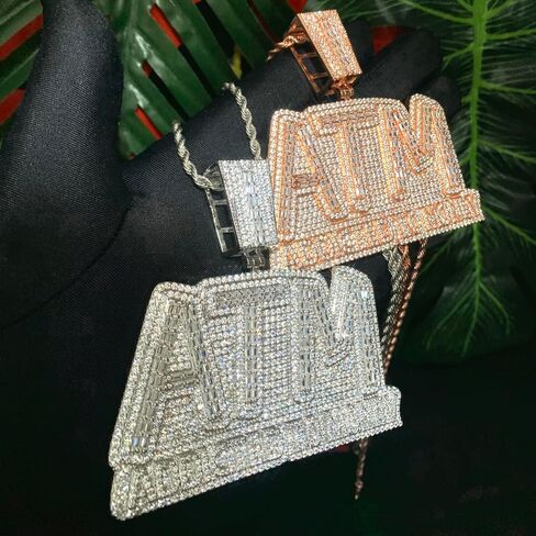Iced Out Bling Letters ATM Addicted To Money Pendant Necklaces for Men Women in Saudi Arabia