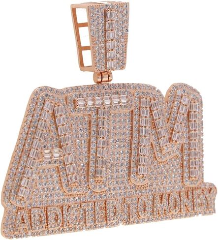 Iced Out Bling Letters ATM Addicted To Money Pendant Necklaces for Men Women in Saudi Arabia