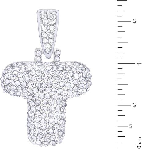 metaltree98 A - Z Initial Bubble Letter Silver Plated Iced CZ Pendant With 20" Rope Chain Necklace in Saudi Arabia