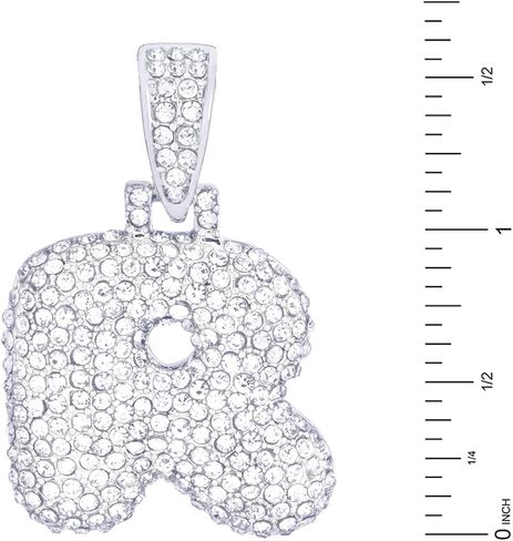 metaltree98 A - Z Initial Bubble Letter Silver Plated Iced CZ Pendant With 20" Rope Chain Necklace in Saudi Arabia
