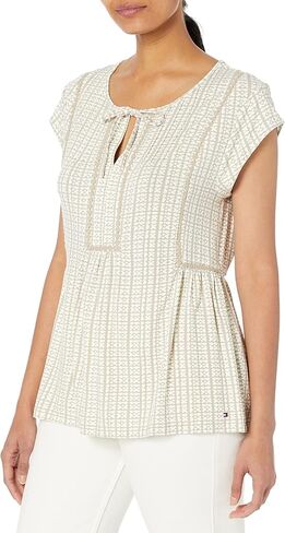 Tommy Hilfiger Women's Cap Sleeve Trim Dressy Knit Tops in Saudi Arabia