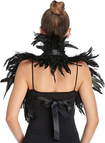 Women's Gothic Black Feather Maleficent Raven Swan Witch Costume for Halloween in Saudi Arabia