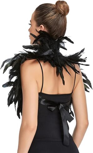 Women's Gothic Black Feather Maleficent Raven Swan Witch Costume for Halloween in Saudi Arabia