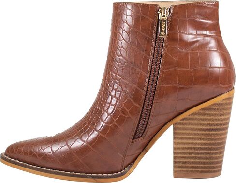 AriderGirl Dada Women's Booties Croco Print Slip On Side Zipper Stacked Heel Women Boots in Saudi Arabia