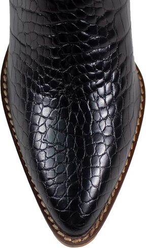 AriderGirl Dada Women's Booties Croco Print Slip On Side Zipper Stacked Heel Women Boots in Saudi Arabia