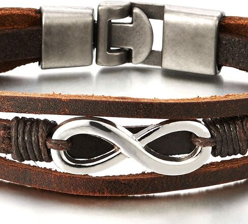 Infinity Love Number 8 Interwoven Brown Genuine Leather Bracelet for Men and Women in Saudi Arabia