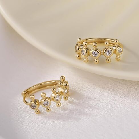 14k Gold Plated Hoop Earrings for Womens Lightweight Hypoallergenic Cubic Zirconia Hoop Earrings in Kuwait