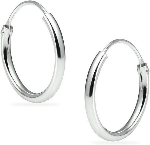 Silverline Jewelry - Sterling Silver Endless Hoop Infinity Sleeper Earrings | 8mm 10mm 12mm 14mm 16mm 24mm in Kuwait