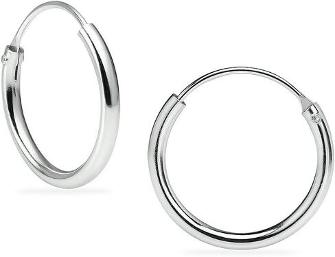 Silverline Jewelry - Sterling Silver Endless Hoop Infinity Sleeper Earrings | 8mm 10mm 12mm 14mm 16mm 24mm in Kuwait