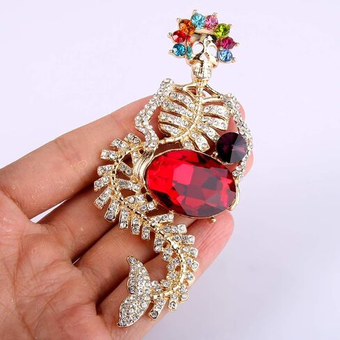 EVER FAITH Rhinestone Crystal 4.2 Inch Halloween Skull Mermaid Brooch Pin in Saudi Arabia