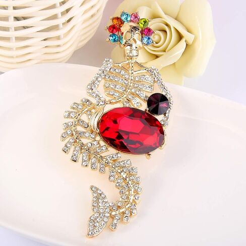 EVER FAITH Rhinestone Crystal 4.2 Inch Halloween Skull Mermaid Brooch Pin in Saudi Arabia