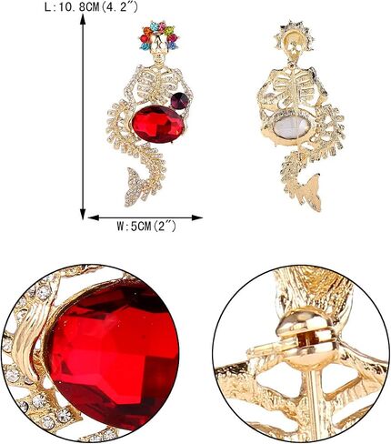 EVER FAITH Rhinestone Crystal 4.2 Inch Halloween Skull Mermaid Brooch Pin in Saudi Arabia