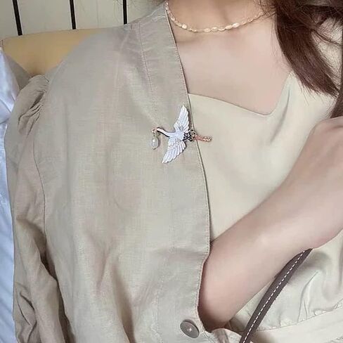 Bird Pin Brooch for Women Girl Stork With A Bundle Figural Crane Flying Bird in Saudi Arabia