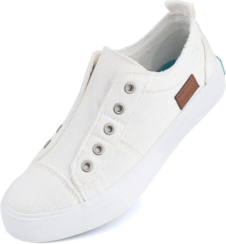 JENN ARDOR Women's Fashion Slip On Canvas Sneakers - Lightweight, Elastic, Comfortable Low Top Casual Tennis Walking Summer Shoes for Women in Saudi Arabia