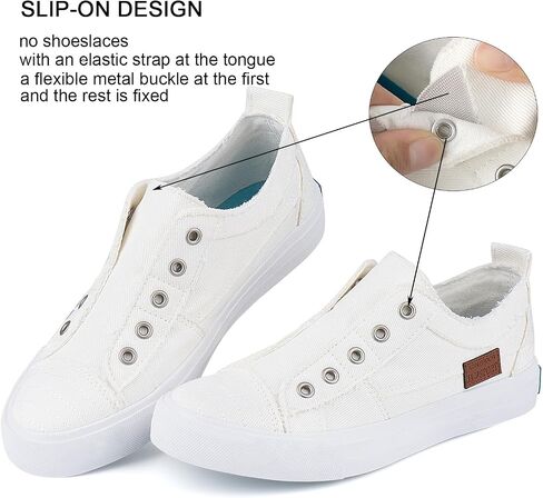 JENN ARDOR Women's Fashion Slip On Canvas Sneakers - Lightweight, Elastic, Comfortable Low Top Casual Tennis Walking Summer Shoes for Women in Saudi Arabia