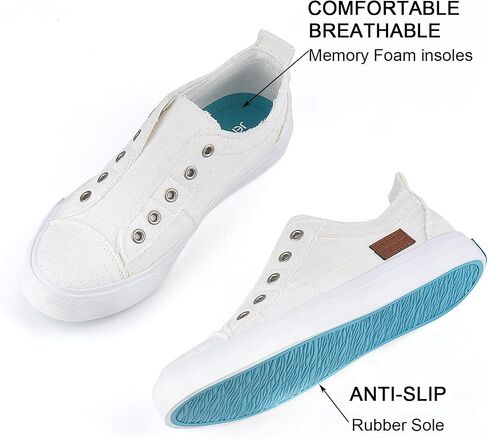 JENN ARDOR Women's Fashion Slip On Canvas Sneakers - Lightweight, Elastic, Comfortable Low Top Casual Tennis Walking Summer Shoes for Women in Saudi Arabia