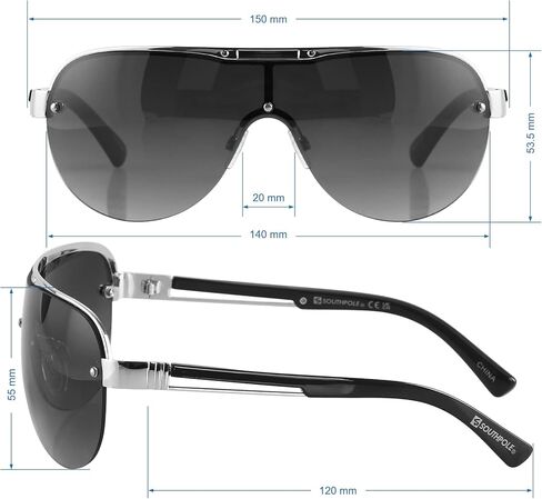 SOUTHPOLE 5075sp نظارة شمسية مستطيلة واقية شبه معدنية بدون إطار من الأشعة فوق البنفسجية 400. هدايا رائعة للرجال، 140 ملم in Kuwait