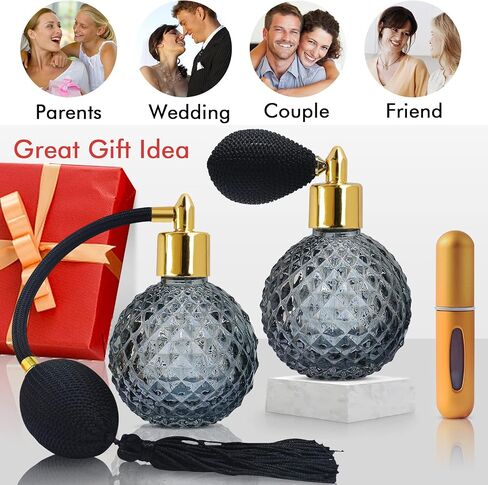 SuproBarware Perfume Atomizer Bottles Vintage Perfume Spray Bottle Set of 3 Decorative Bottle Set of 3 Portable Refillable Perfume Bottles in Saudi Arabia