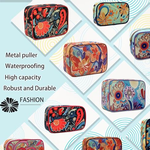 حقيبة مكياج MGWDT أنيقة لتنظيم أدوات الزينة أثناء السفر للنساء - حقيبة لطيفة مع فرشاة وملحقات جمالية للتخزين، بني متوسط in Kuwait