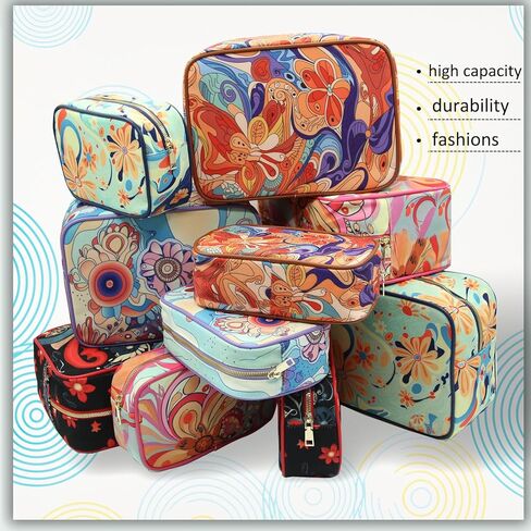 حقيبة مكياج MGWDT أنيقة لتنظيم أدوات الزينة أثناء السفر للنساء - حقيبة لطيفة مع فرشاة وملحقات جمالية للتخزين، بني متوسط in Kuwait