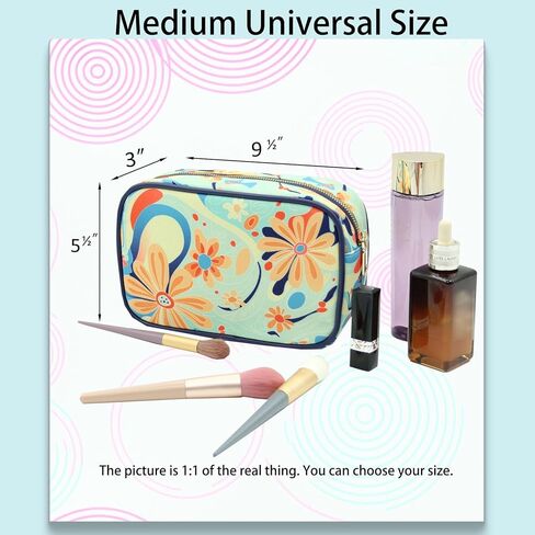 حقيبة مكياج MGWDT أنيقة لتنظيم أدوات الزينة أثناء السفر للنساء - حقيبة لطيفة مع فرشاة وملحقات جمالية للتخزين، بني متوسط in Kuwait