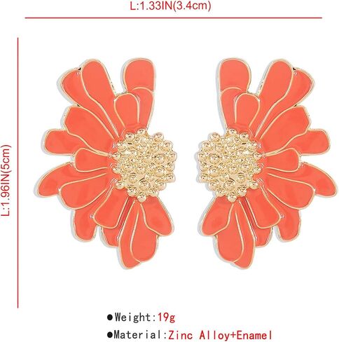 Bohemian Gold Metal Flower Earrings Vintage Flower Stud Earrings Exaggerated Oversized Daisy Flower Stud Earrings for Women Girls Statement Jewelry in Saudi Arabia