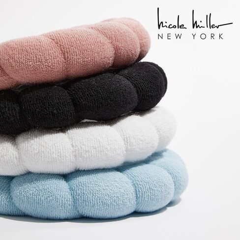 Nicole Miller Spa Headbands (2 pack) | Terry Cloth Headband for Women and Girls - Comfortable and Absorbent Hair Holder for Facials, Makeup Removals, and Showers | Black & Pink in Saudi Arabia