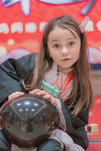 Halloween Cosplay Costumes Kamado Kids Anime Kimono Halloween Cloak in Kuwait