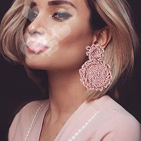 Statement Drop Earrings - Bohemian Beaded Round Dangle Earrings Gift for Women in Saudi Arabia