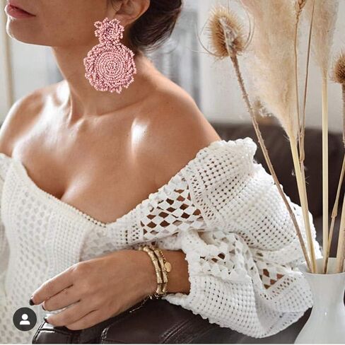 Statement Drop Earrings - Bohemian Beaded Round Dangle Earrings Gift for Women in Saudi Arabia