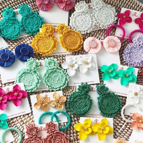 Statement Drop Earrings - Bohemian Beaded Round Dangle Earrings Gift for Women in Saudi Arabia