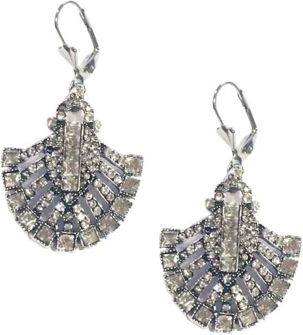 Silver Tone Art Deco Antique Vintage Retro Style Imitation Diamond Rhinestone Dangle Earrings in Saudi Arabia
