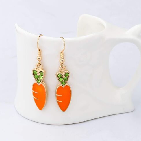 Carrot Dangle Earrings Cute Carrot Earrings Carrot Lover Jewelry Vegetable Drop Earrings Food Earrings in Saudi Arabia